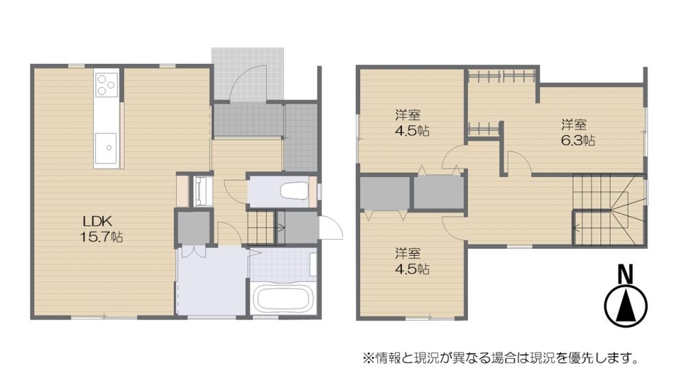 長野市 篠ノ井御幣川（篠ノ井駅） 2階建 ３ＬＤＫ　新築一戸建て