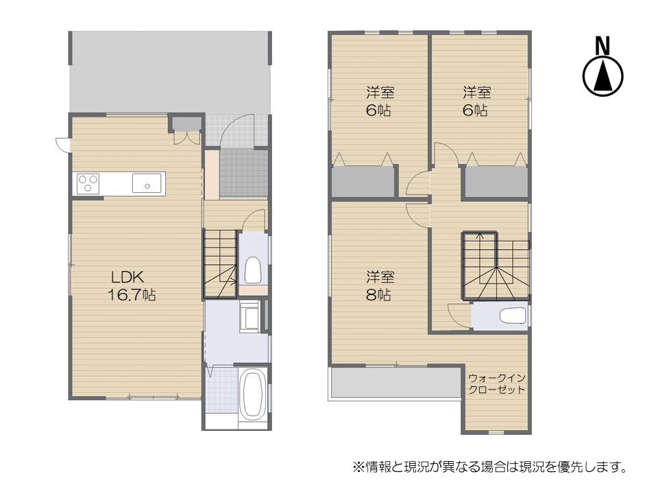 長野市 三輪８丁目（本郷駅） 2階建 ３ＬＤＫ 新築一戸建て