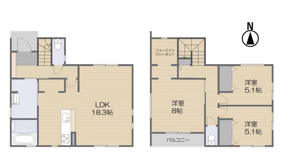 長野市 西和田２丁目（北長野駅） 2階建 ３ＬＤＫ新築一戸建て