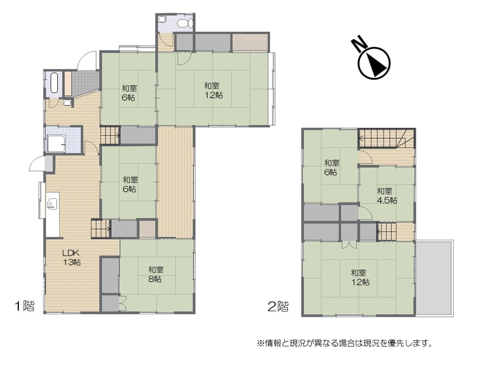 千曲市 大字若宮（戸倉駅） 2階建 ６ＬＤＫ　中古一戸建て