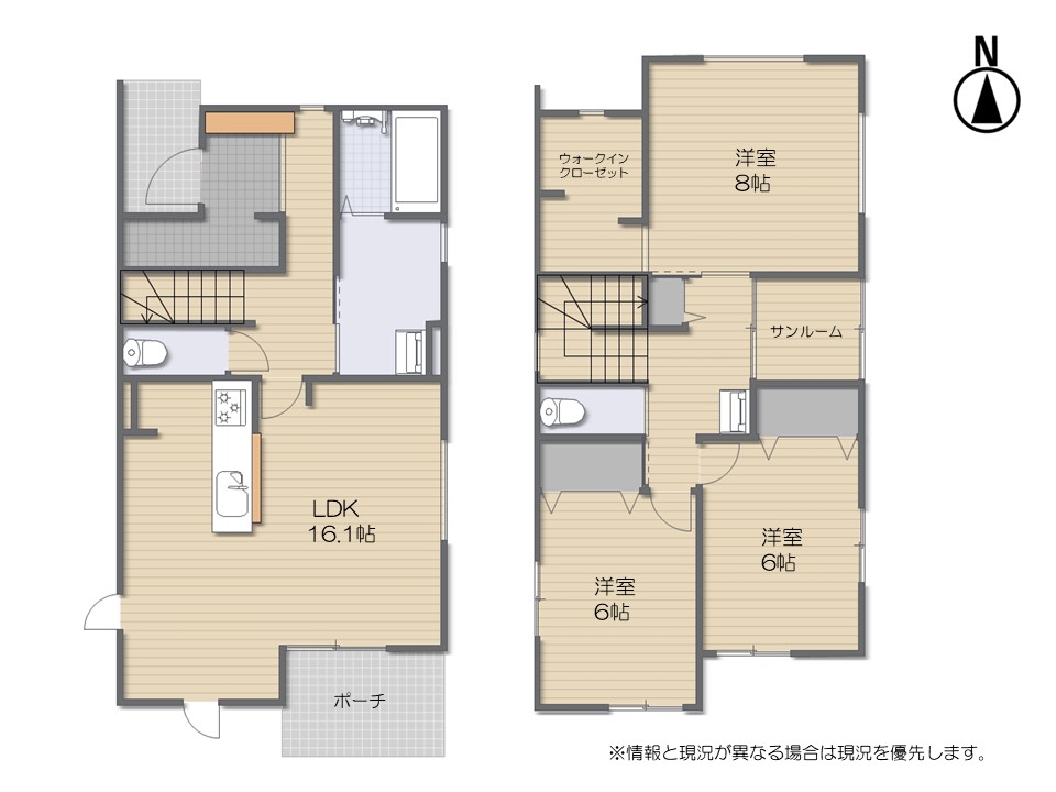 長野市 吉田５丁目（北長野駅） 2階建 ３ＤＫ　新築一戸建て